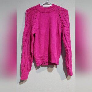 NWT Who, What Wear Cable Knit Hot Pink Longsleeves Sweater Size XS